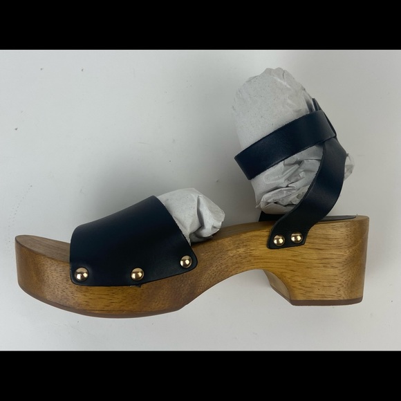 Lulu's Willy Black Leather Open-Toe Clog Sandals - Picture 6 of 7